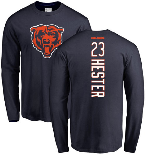Chicago Bears Men Navy Blue Devin Hester Backer NFL Football #23 Long Sleeve T Shirt->nfl t-shirts->Sports Accessory